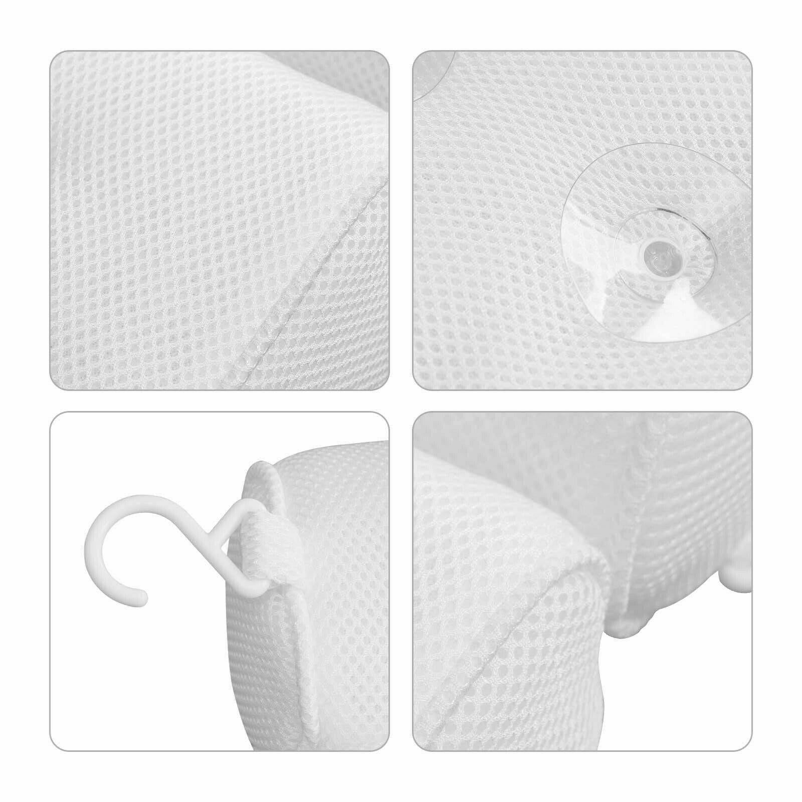 KTX-171219 Ergonomic 3D Mesh Bath Pillow with Suction Cups for Neck and Back Support