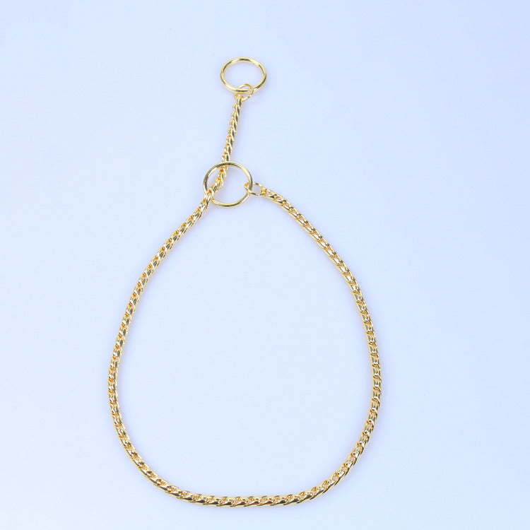 HKM-171347 Durable Anti-Bite Thickened Stainless Steel Dog Chain in Gold, Black, and Silver