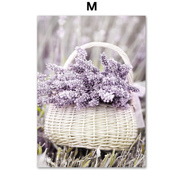 HKM-171539 Lilac Sea Purple Flower Field Canvas Wall Art for Modern Homes