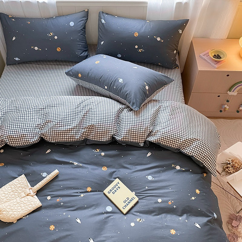 HKM-171539 Printed Cartoon Girl Cotton Quilt Cover Set - Four-Piece Bedding Collection