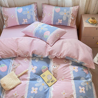 HKM-171539 Printed Cartoon Girl Cotton Quilt Cover Set - Four-Piece Bedding Collection