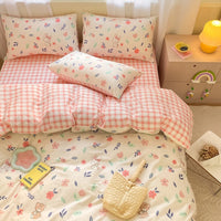 HKM-171539 Printed Cartoon Girl Cotton Quilt Cover Set - Four-Piece Bedding Collection