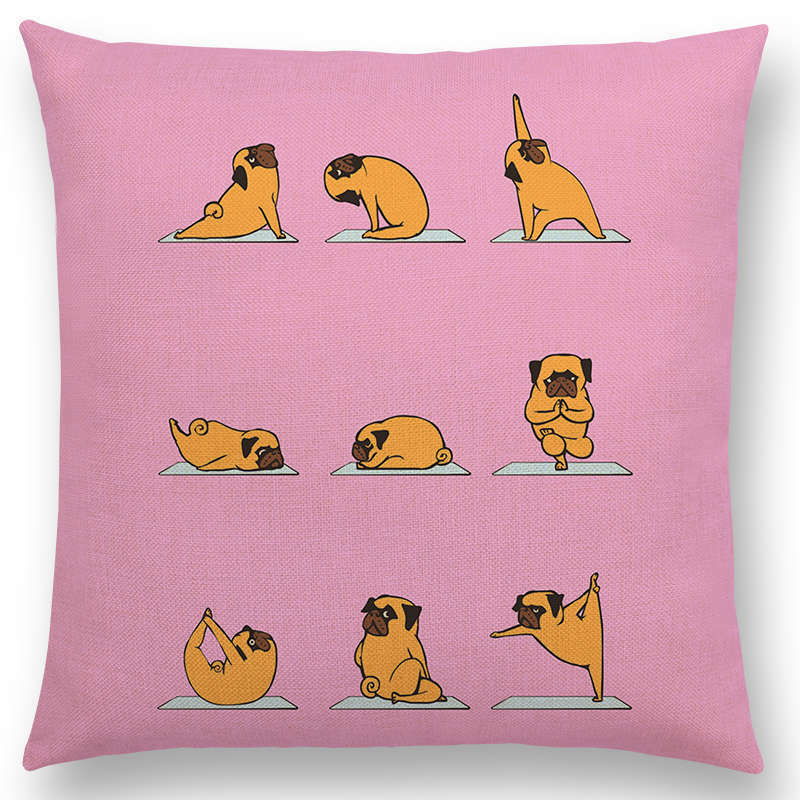 HKM-171667 Dog Print Linen Pillow Case - 45x45cm Cushion Cover