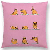 HKM-171667 Dog Print Linen Pillow Case - 45x45cm Cushion Cover