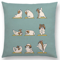 HKM-171667 Dog Print Linen Pillow Case - 45x45cm Cushion Cover