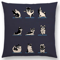 HKM-171667 Dog Print Linen Pillow Case - 45x45cm Cushion Cover