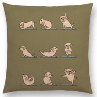 HKM-171667 Dog Print Linen Pillow Case - 45x45cm Cushion Cover