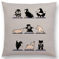 HKM-171667 Dog Print Linen Pillow Case - 45x45cm Cushion Cover