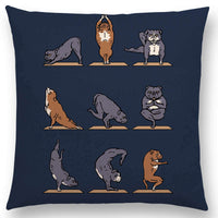 HKM-171667 Dog Print Linen Pillow Case - 45x45cm Cushion Cover