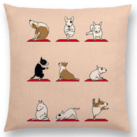 HKM-171667 Dog Print Linen Pillow Case - 45x45cm Cushion Cover