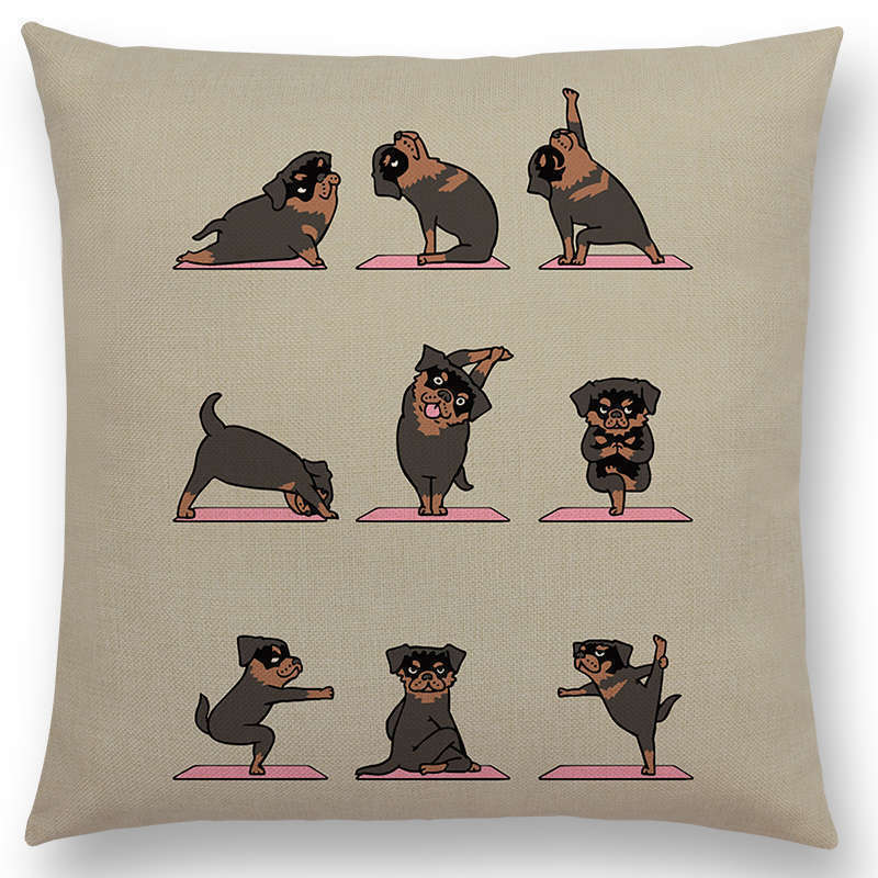 HKM-171667 Dog Print Linen Pillow Case - 45x45cm Cushion Cover