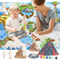 HKM-171795 Dinosaur World Play Mat and DIY Coloring Set for Creative Kids Ages 3+