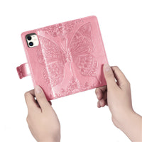 HKM-171795 Embossed Butterfly Flip Card Protective Sleeve for iPhone Models