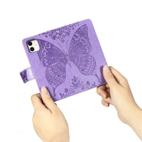 HKM-171795 Embossed Butterfly Flip Card Protective Sleeve for iPhone Models