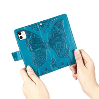 HKM-171795 Embossed Butterfly Flip Card Protective Sleeve for iPhone Models