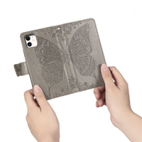 HKM-171795 Embossed Butterfly Flip Card Protective Sleeve for iPhone Models