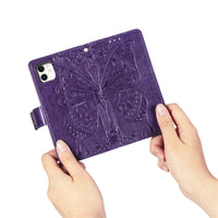 HKM-171795 Embossed Butterfly Flip Card Protective Sleeve for iPhone Models