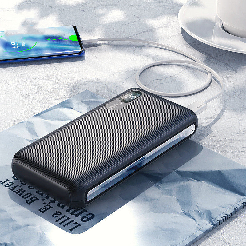 HKM-171923 18W Fast Charging 20000mAh PD QC Bidirectional Power Bank with Multi-USB Output, Black/White