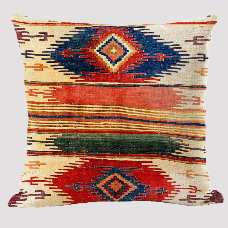 HKM-171923 Bohemian Ethnic Style Linen Pillowcase - 45x45cm Design