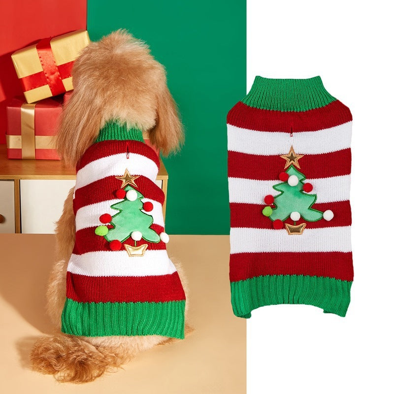 HKM-172115 Festive Christmas Pet Outfit with Santa, Snowflake, and Gingerbread Designs in Various Sizes