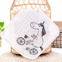 HKM-172115 Six-Layer Pure Cotton Gauze Towels for Infants and Children - Animal Series (Pack of 5) 30x30cm