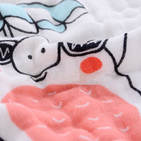 HKM-172115 Six-Layer Pure Cotton Gauze Towels for Infants and Children - Animal Series (Pack of 5) 30x30cm