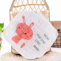 HKM-172115 Six-Layer Pure Cotton Gauze Towels for Infants and Children - Animal Series (Pack of 5) 30x30cm
