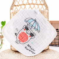 HKM-172115 Six-Layer Pure Cotton Gauze Towels for Infants and Children - Animal Series (Pack of 5) 30x30cm