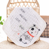 HKM-172115 Six-Layer Pure Cotton Gauze Towels for Infants and Children - Animal Series (Pack of 5) 30x30cm
