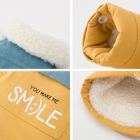 HKM-172179 Cozy Yellow Denim Patchwork Dog Coat for Small & Medium Breeds