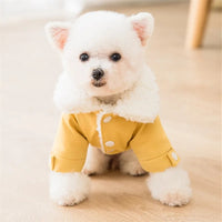 HKM-172179 Cozy Yellow Denim Patchwork Dog Coat for Small & Medium Breeds