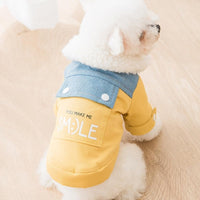 HKM-172179 Cozy Yellow Denim Patchwork Dog Coat for Small & Medium Breeds