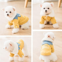 HKM-172179 Cozy Yellow Denim Patchwork Dog Coat for Small & Medium Breeds