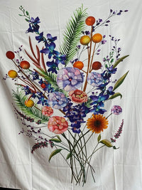 HKM-172243 Artistic Flower Embroidery Tapestry - 100% Polyester, 130x150 cm for Home Decor