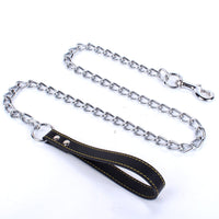 HKM-172691 Durable Dog Traction Rope with PU Handle - Anti-Bite Chain, 1.2m Length, Available in Black, Brown, Red