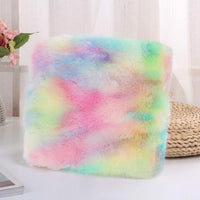HKM-172691 Ultra Soft Rainbow Faux Fur Blanket – Microfiber Sherpa for Couch and Bed, 130x160cm/160x200cm