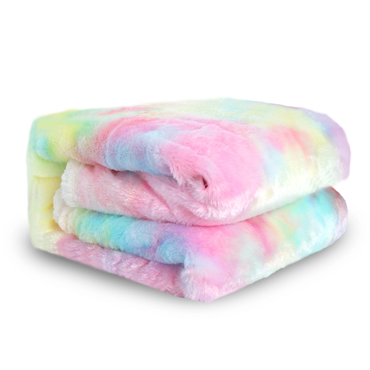 HKM-172691 Ultra Soft Rainbow Faux Fur Blanket – Microfiber Sherpa for Couch and Bed, 130x160cm/160x200cm