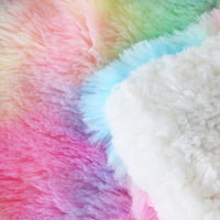 HKM-172691 Ultra Soft Rainbow Faux Fur Blanket – Microfiber Sherpa for Couch and Bed, 130x160cm/160x200cm