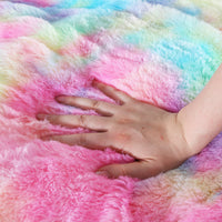 HKM-172691 Ultra Soft Rainbow Faux Fur Blanket – Microfiber Sherpa for Couch and Bed, 130x160cm/160x200cm