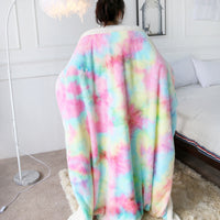 HKM-172691 Ultra Soft Rainbow Faux Fur Blanket – Microfiber Sherpa for Couch and Bed, 130x160cm/160x200cm