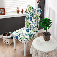 HKM-172755 Chinese Classical Floral Stretch Chair Cover - Fits Chair Backs 46-55cm, Polyester & Spandex, Perfect for Any Room