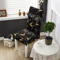 HKM-172755 Chinese Classical Floral Stretch Chair Cover - Fits Chair Backs 46-55cm, Polyester & Spandex, Perfect for Any Room