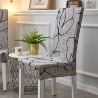 HKM-172755 Chinese Classical Floral Stretch Chair Cover - Fits Chair Backs 46-55cm, Polyester & Spandex, Perfect for Any Room