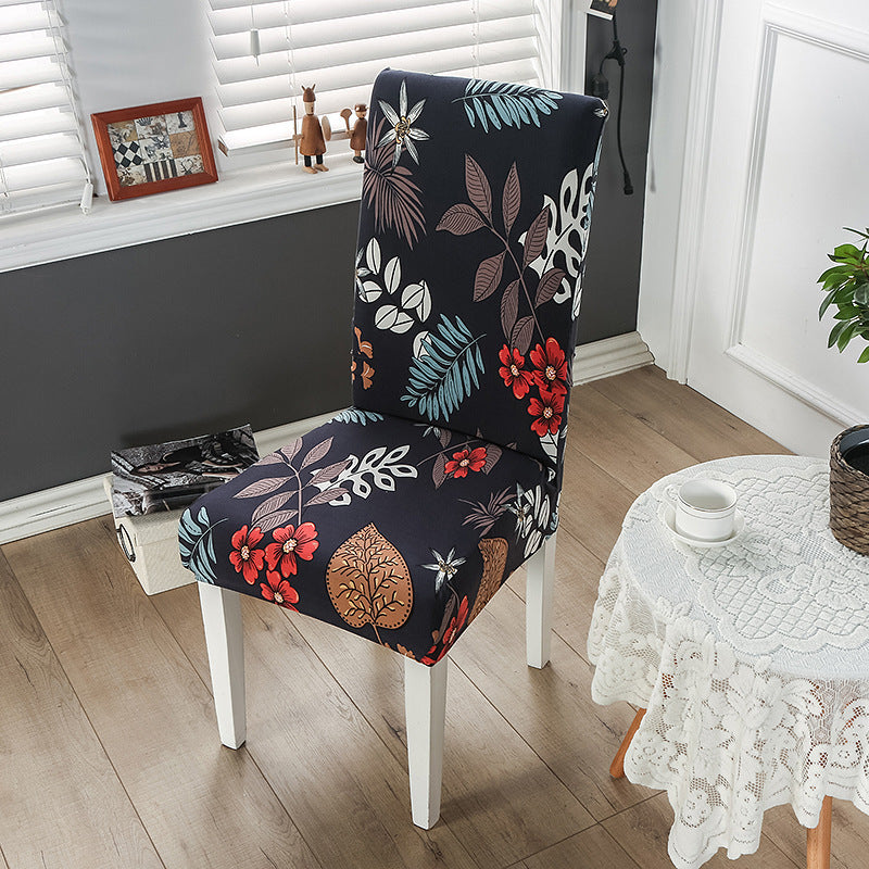 HKM-172755 Chinese Classical Floral Stretch Chair Cover - Fits Chair Backs 46-55cm, Polyester & Spandex, Perfect for Any Room
