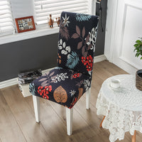 HKM-172755 Chinese Classical Floral Stretch Chair Cover - Fits Chair Backs 46-55cm, Polyester & Spandex, Perfect for Any Room