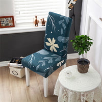 HKM-172755 Chinese Classical Floral Stretch Chair Cover - Fits Chair Backs 46-55cm, Polyester & Spandex, Perfect for Any Room