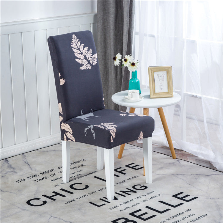 HKM-172755 Chinese Classical Floral Stretch Chair Cover - Fits Chair Backs 46-55cm, Polyester & Spandex, Perfect for Any Room