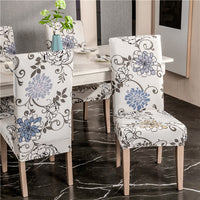HKM-172755 Chinese Classical Floral Stretch Chair Cover - Fits Chair Backs 46-55cm, Polyester & Spandex, Perfect for Any Room