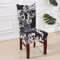 HKM-172755 Chinese Classical Floral Stretch Chair Cover - Fits Chair Backs 46-55cm, Polyester & Spandex, Perfect for Any Room