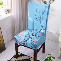 HKM-172755 Chinese Classical Floral Stretch Chair Cover - Fits Chair Backs 46-55cm, Polyester & Spandex, Perfect for Any Room